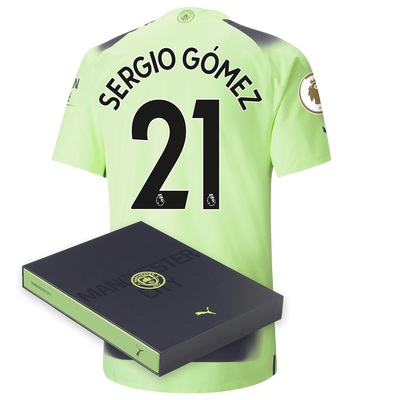Manchester City Authentic Third Jersey 2022/23 with SERGIO GÓMEZ 21 printing in Gift Box