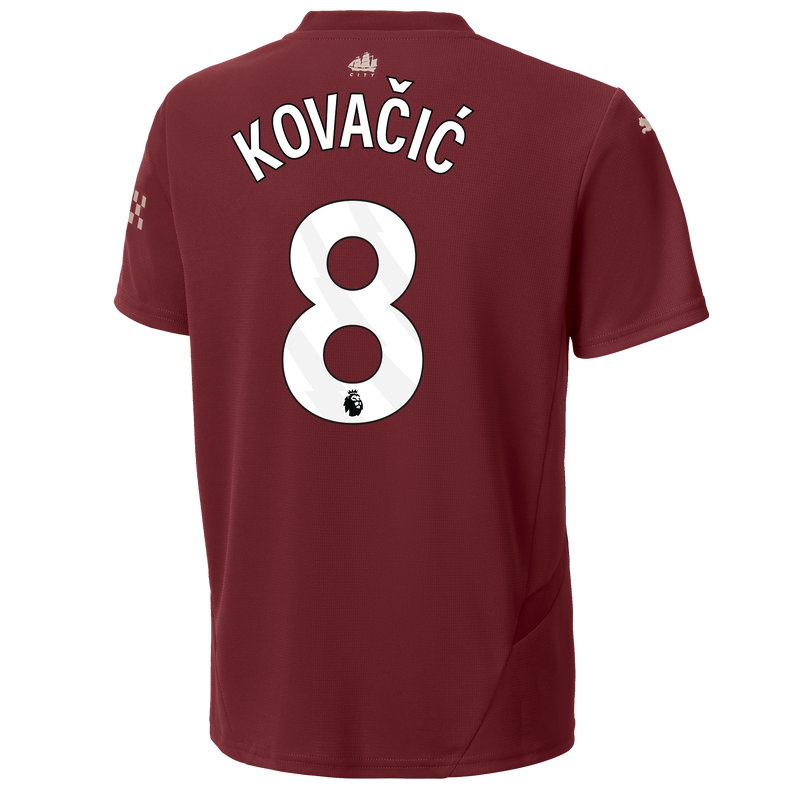 Kids' Man City 3rd Jersey 24/25 With KOVAČIĆ 8 Printing burgundy - Check out all Manchester City t-shirts online - Official Manchester City FC store