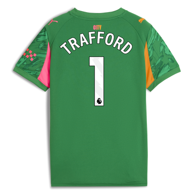 Kids' Manchester City Goalkeeper Jersey 2025/26 With TRAFFORD 1 Printing