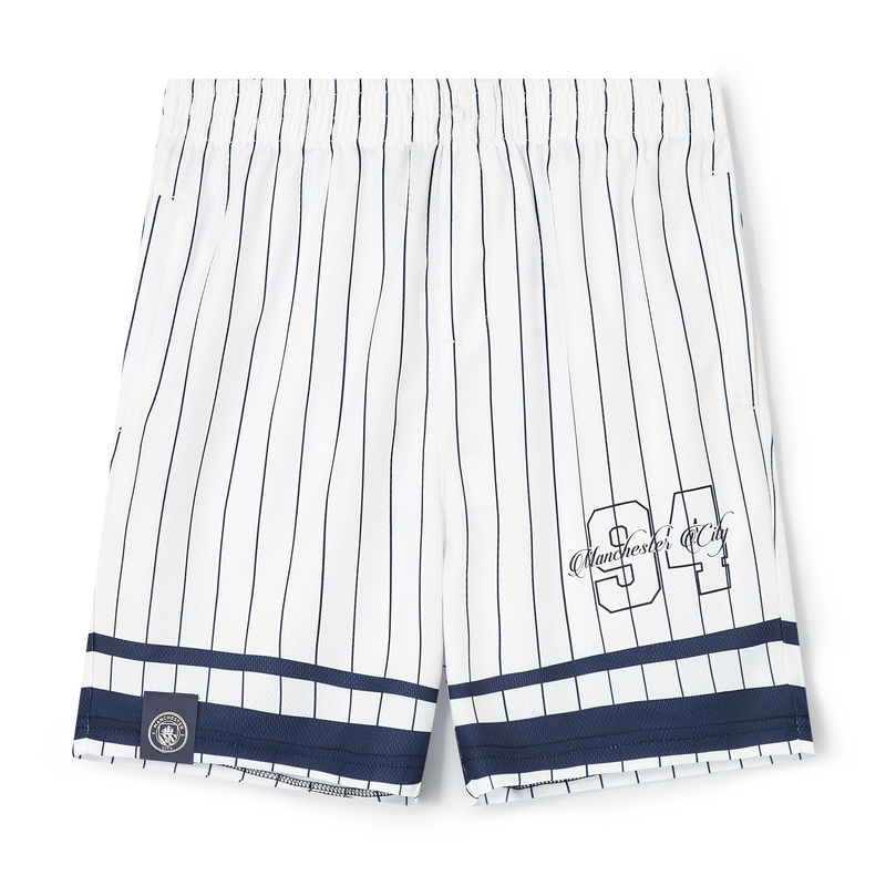 Kids' Man City Varsity Pinstripe Shorts white - Check out all Manchester City shorts online - Official Manchester City FC store