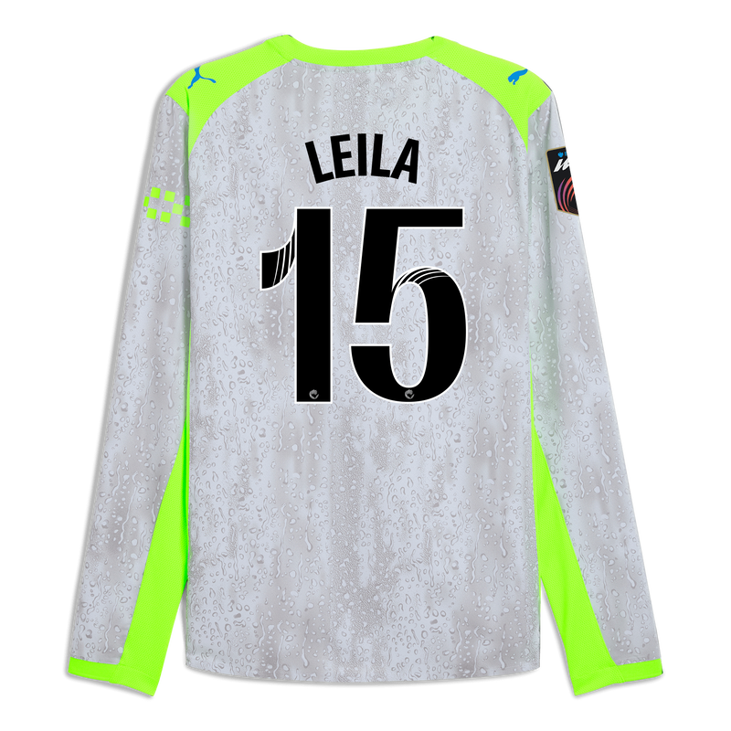 Man City 3rd Authentic Jersey 2025/26 Long Sleeve With LEILA 15 Printing blue - Check out all Manchester City t-shirts online