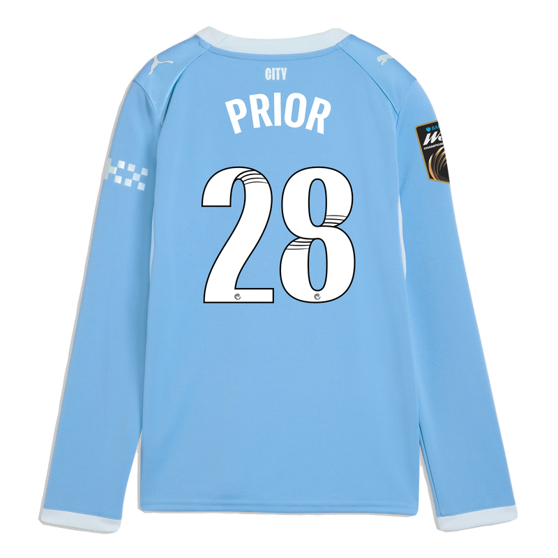 Kids' Man City Home Jersey 2026/27 Long Sleeve With PRIOR 28 Printing  blue-icy blue - Check out all Manchester City t-shirts online
