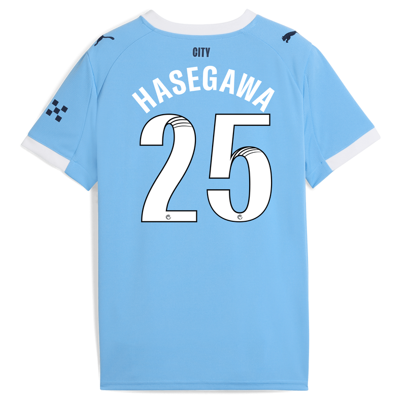 Kids' Man City Home Jersey 2025/26 With HASEGAWA 25 Printing  blue unisex - Size 11/12 from polyester  - Official Manchester City FC store