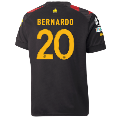 Kids' Manchester City Away Jersey 2022/23 with BERNARDO 20 printing