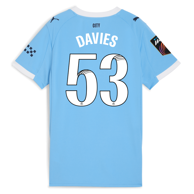 Women's Man City Home Jersey 2025/26 With DAVIES 53 Printing  blue - Check out all Manchester City t-shirts online - Official Manchester City FC store