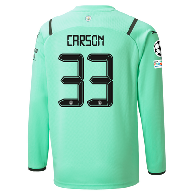 Kids Manchester City 3rd Goalkeeper Shirt 21/22 with Scott Carson printing