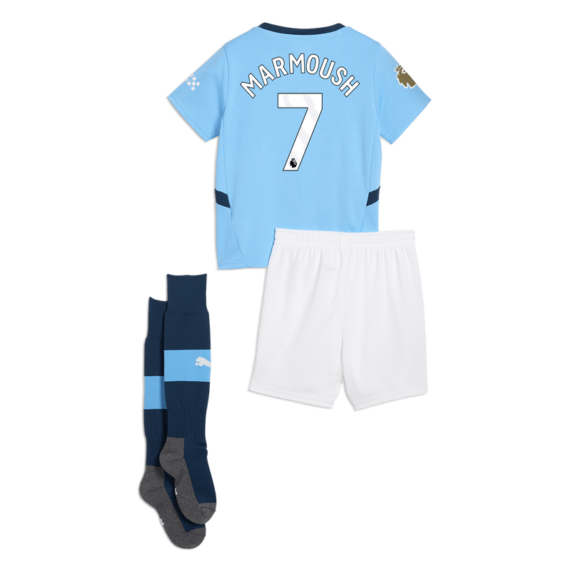 Man City Home Mini Kit 24/25 With MARMOUSH 7 Printing  blue - Check out all Manchester City t-shirts online - Official Manchester City FC store