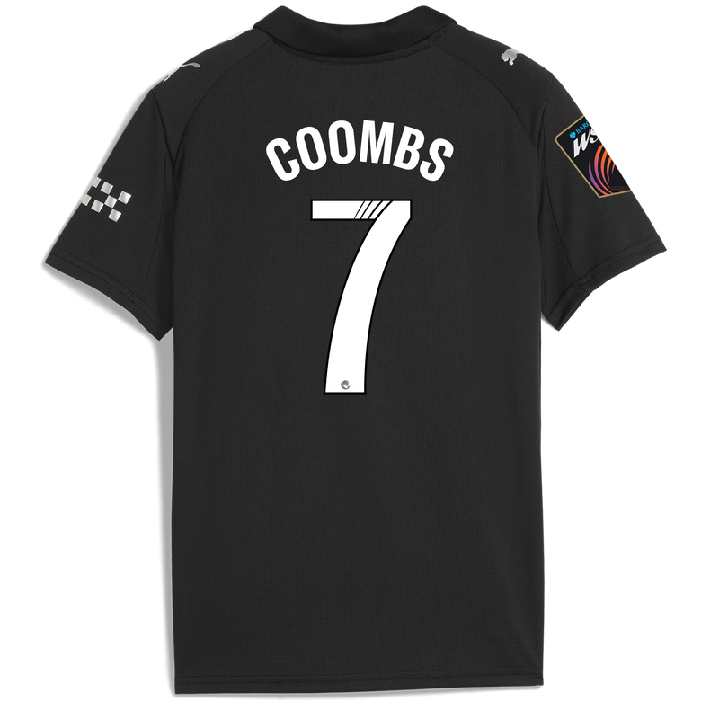 Kids' Man City Away Jersey 2025/26 With COOMBS 7 Printing black - Check out all Manchester City t-shirts online - Official Manchester City FC store