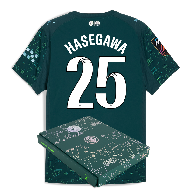 Man City EA SPORTS FC Authentic Jersey 2025/26 With HASEGAWA 25 Printing in Gift Box green - Check out all Manchester City t-shirts online