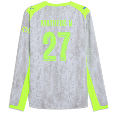 Manchester City Third Authentic Jersey 2025/26 Long Sleeve With MATHEUS N. 27 Printing