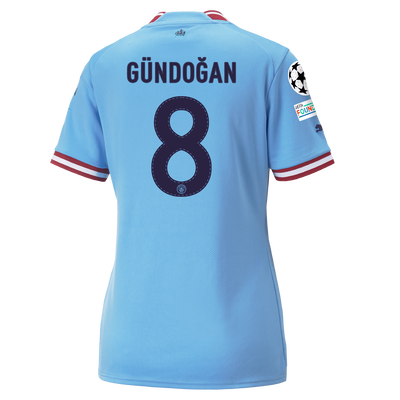 Women's Manchester City Home Jersey 22/23 with GÜNDOĞAN 8 printing