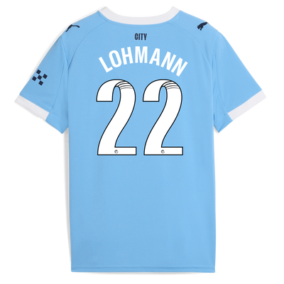 Kids' Manchester City Home Jersey 2025/26 With LOHMANN 22 Printing