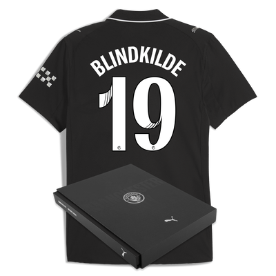 Manchester City Away Authentic Jersey 2025/26 With BLINDKILDE 19 Printing in Gift Box