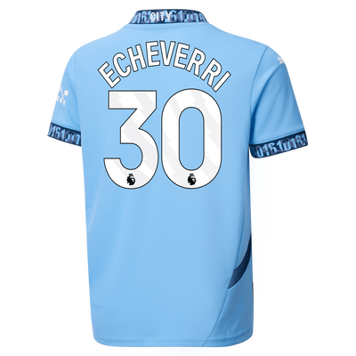 Kids' Manchester City Home Jersey 2024/25 With ECHEVERRI 30 Printing