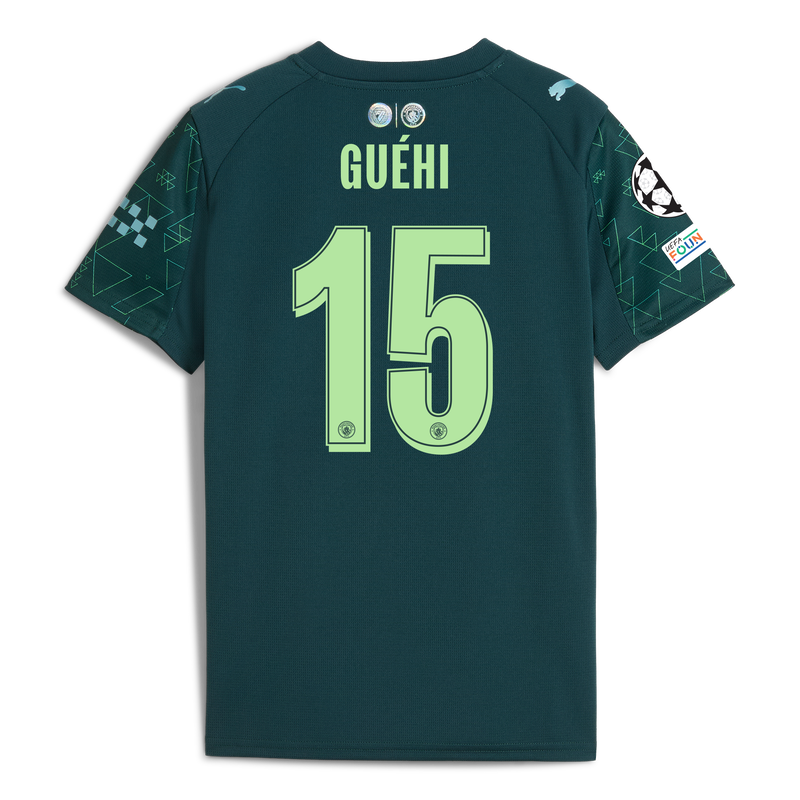 Kids' Man City EA SPORTS FC Jersey 2025/26 With GUÉHI 15 Printing green - Check out all Manchester City t-shirts online - Official Manchester City FC store