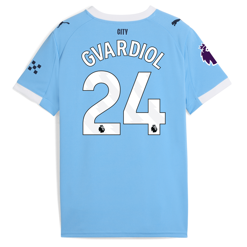 Kids' Man City Home Jersey 2025/26 With GVARDIOL 24 Printing  blue - Check out all Manchester City t-shirts online - Official Manchester City FC store
