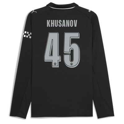 Manchester City Away Jersey 2025/26 Long Sleeve With KHUSANOV 45 Printing