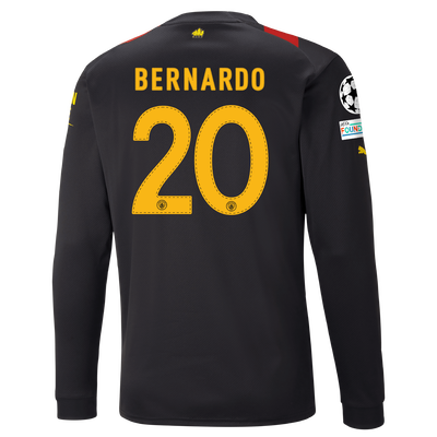 Manchester City Away Jersey 2022/23 long sleeve with BERNARDO 20 printing