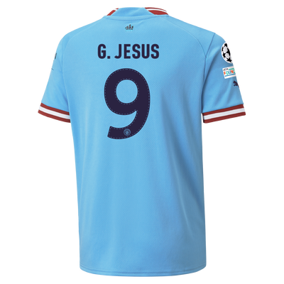 Kids' Manchester City Home Jersey 22/23 with G JESUS 9 printing