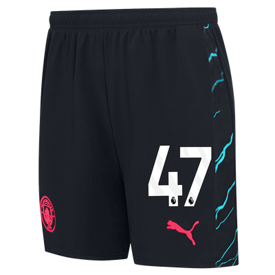 Kids' Manchester City Football Shorts 2023/24 with #47