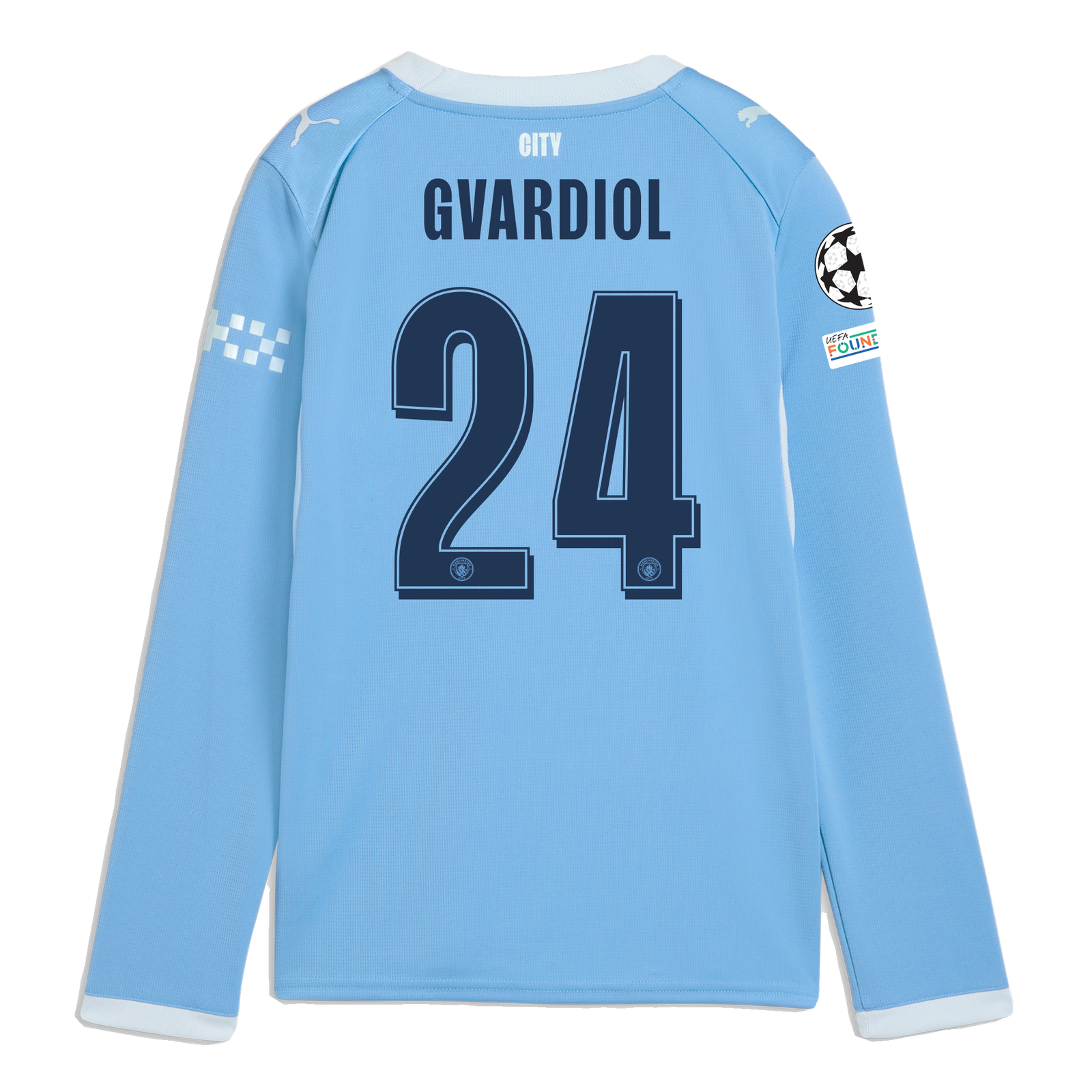 Kids' Manchester City Home Jersey 2026/27 Long Sleeve With