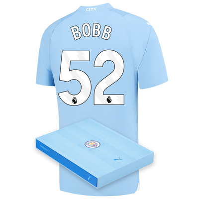 Manchester City Authentic Home Jersey 2023/24 with BOBB 52 printing in Gift Box