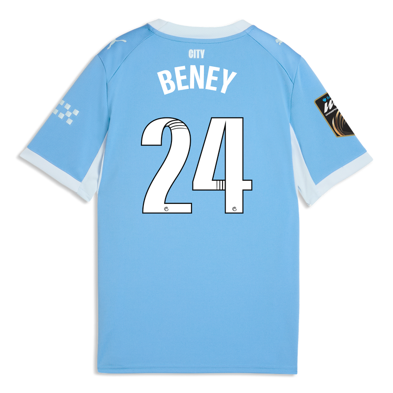 Kids' Man City Home Jersey 2026/27 With BENEY 24 Printing  blue-icy blue - Check out all Manchester City t-shirts online - Official Manchester City FC store