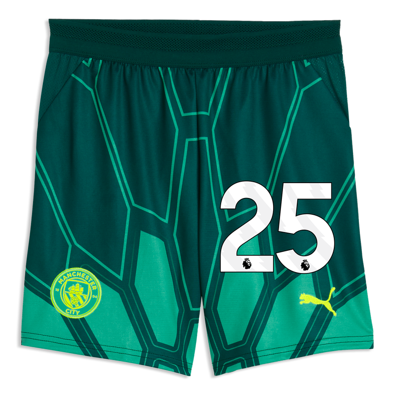 Kids' Man City Goalkeeper Shorts 2026/27 With 25 vibrant green-varsity green unisex - Size 5/6 from polyester  - Official Manchester City FC store