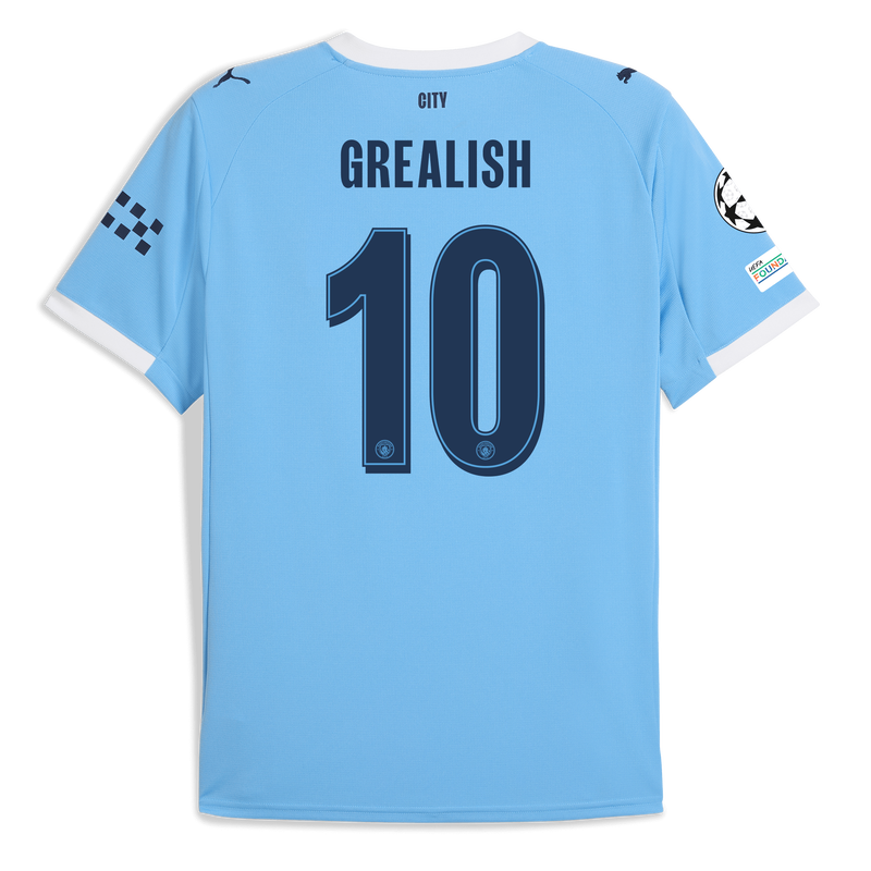 Man City Home Jersey 2025/26 With GREALISH 10 Printing  blue - Check out all Manchester City t-shirts online - Official Manchester City FC store