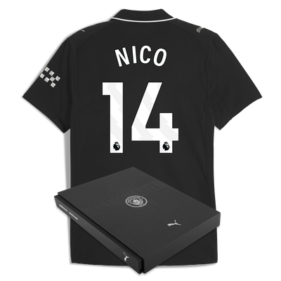 Maillot Extérieur Authentique Manchester City 2025/26 avec Impression NICO 14 dans Coffret Cadeau