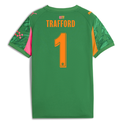 Kids' Manchester City Goalkeeper Jersey 2025/26 With TRAFFORD 1 Printing