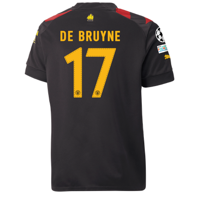 Kids' Manchester City Away Jersey 2022/23 with DE BRUYNE 17 printing