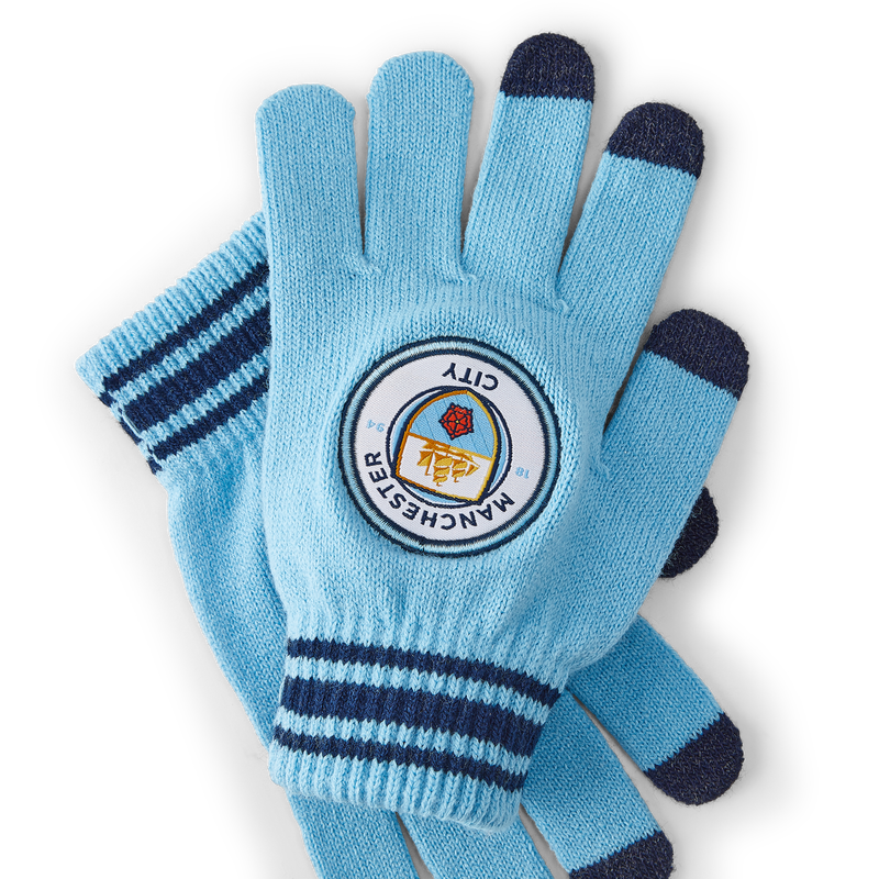 MCFC KIDS STRIPE GLOVES - blue