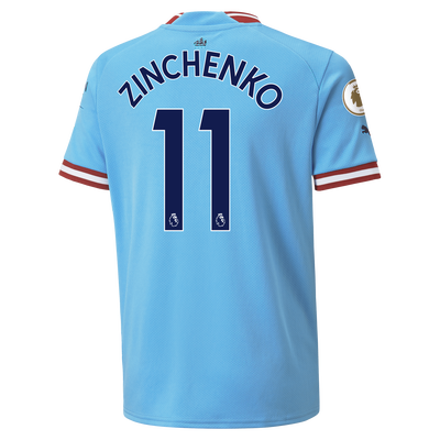 Kids' Manchester City Home Jersey 22/23 with ZINCHENKO 11 printing