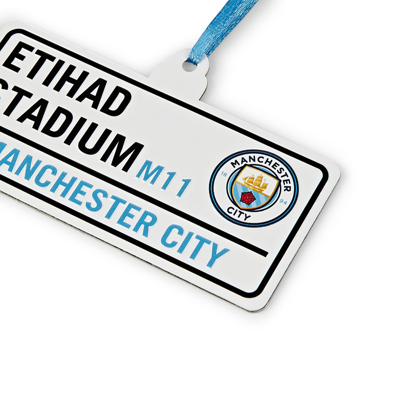 MCFC STREET SIGN BAUBLE - white