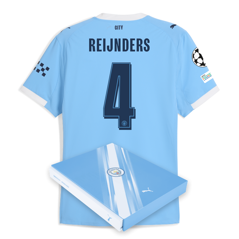 Man City Home Authentic Jersey 2025/26 With REIJNDERS 4 Printing in Gift Box  blue - Size S from polyester for males  - Official Manchester City FC store