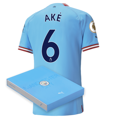 Manchester City Authentic Home Jersey 22/23 with AKÉ 6 printing in Gift Box