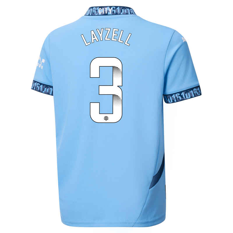 Kids Manchester City Home Jersey 2024 25 With LAYZELL 3 Printing