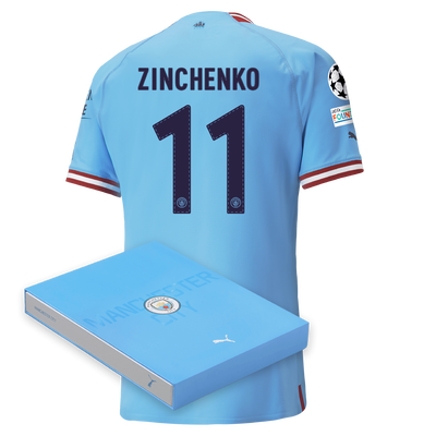 Manchester City Authentic Home Jersey 22/23 with ZINCHENKO 11 printing in Gift Box