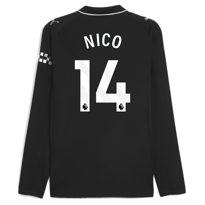 Manchester City Auswärts Authentisches Trikot 2025/26 Langarm Mit NICO 14 Druck