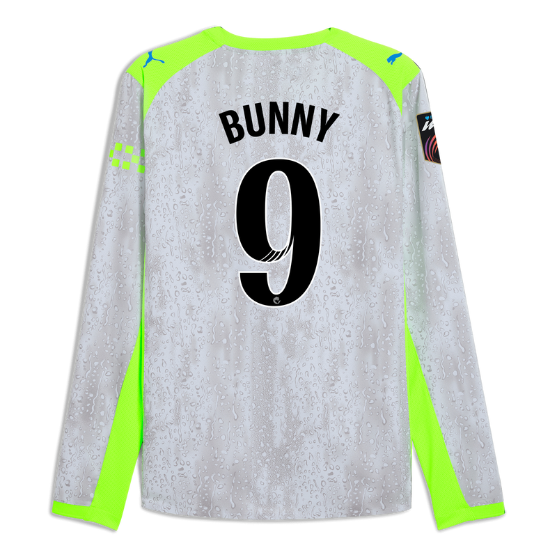 Man City 3rd Authentic Jersey 2025/26 Long Sleeve With BUNNY 9 Printing blue - Check out all Manchester City t-shirts online