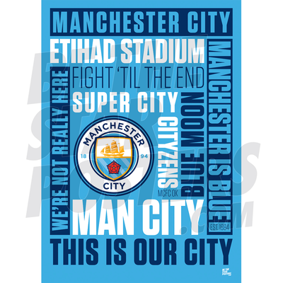 Manchester City Poster met Tekst