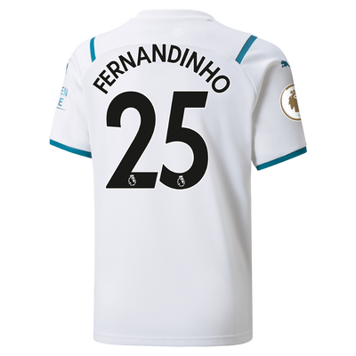 Kids Manchester City Away Shirt 21/22 with Fernandinho printing