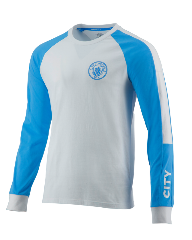 MCFC MENS PANELLED LS TEE - white