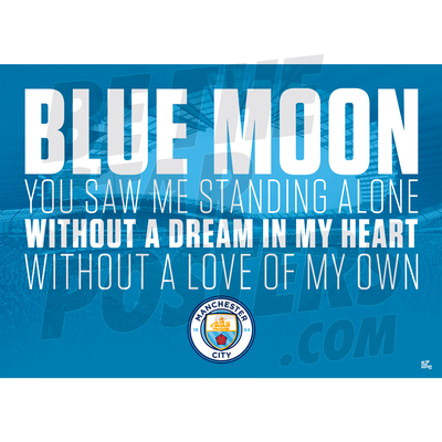Manchester City Poster met de Songtekst van Blue Moon