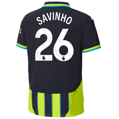 Kids' Manchester City Away Jersey 2024/25 With SAVINHO 26 Printing