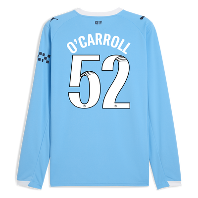 Manchester City Home Jersey 2025/26 Long Sleeve With O'CARROLL 52 Printing