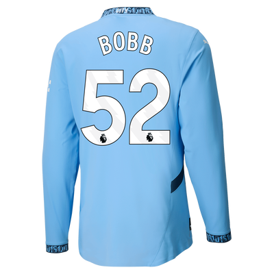 Manchester City Authentic Home Jersey 2024/25 Long Sleeve With BOBB 52 Printing