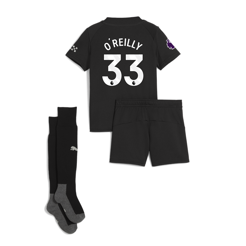 Man City Away Mini Kit 2025/26 With O'REILLY 33 Printing black - Check out all Manchester City t-shirts online - Official Manchester City FC store