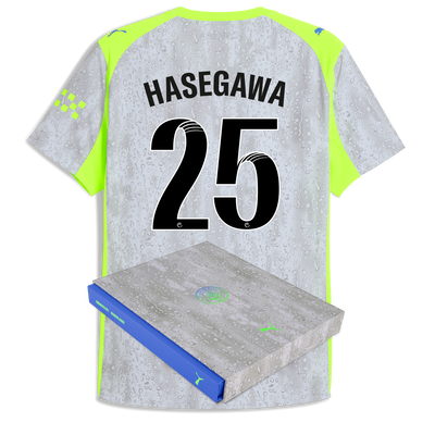 Manchester City Third Authentic Jersey 2025/26 With HASEGAWA 25 Printing in Gift Box